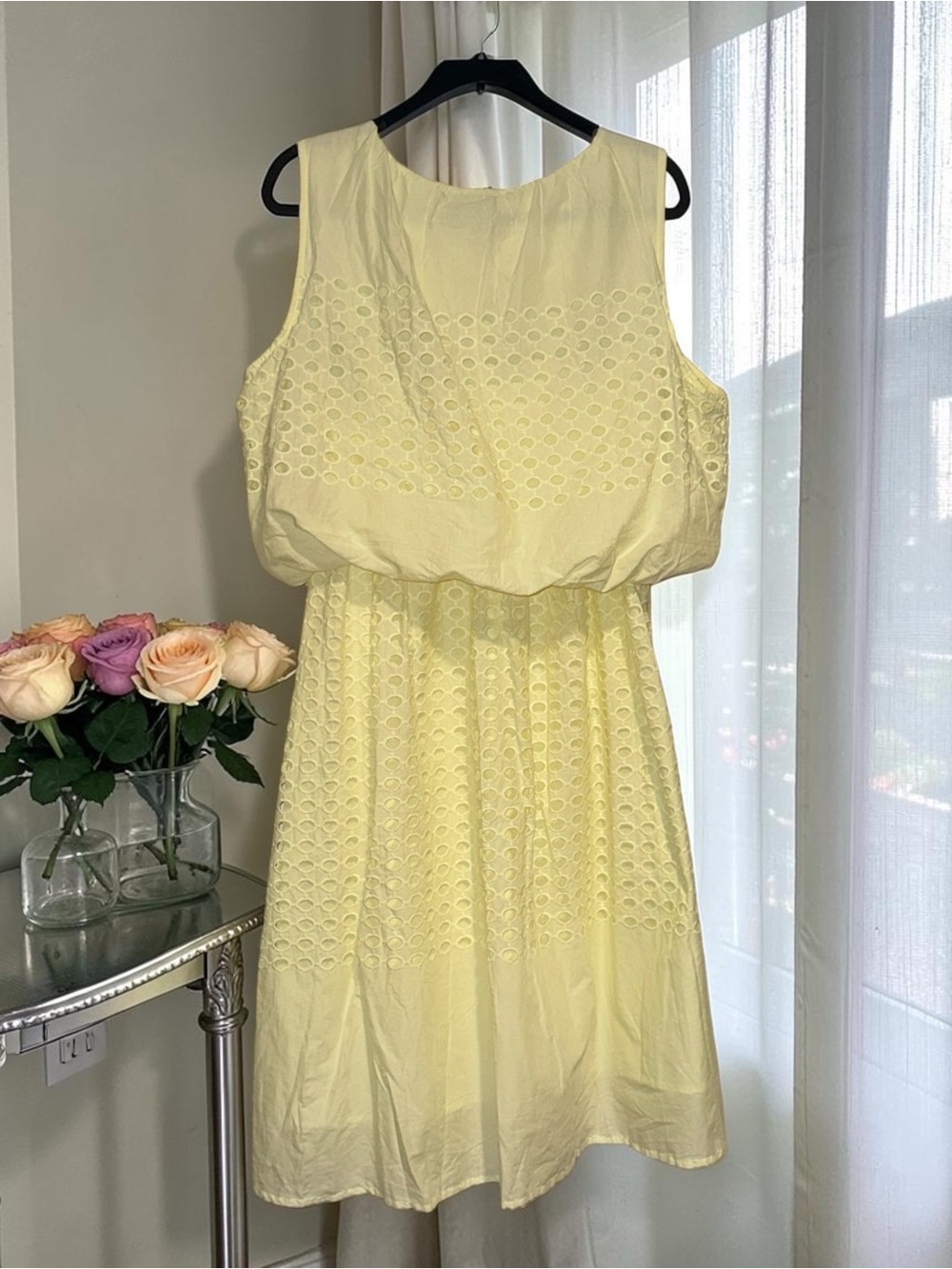 NWT Jennifer & Grace butter yellow eyelet embroidered skirt tank set - Picture 3 of 7
